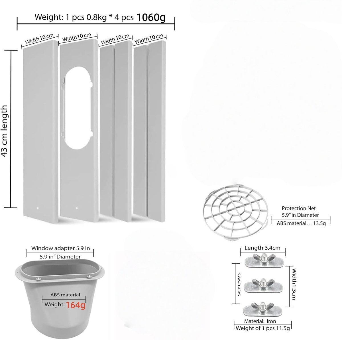 4 Panels - up to 140cm (Flat Hole)
