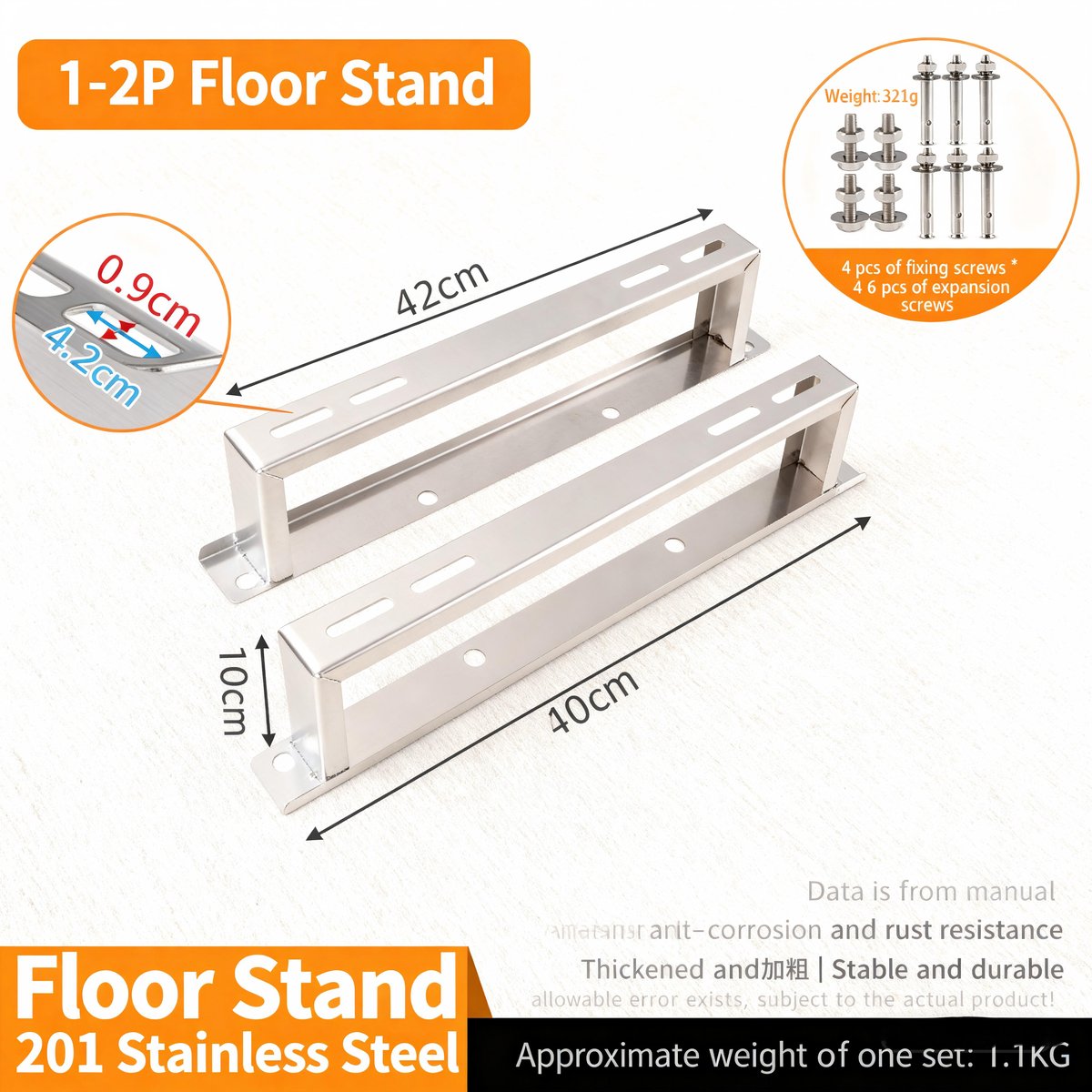 Stainless Steel Floor Stand for 1-2HP (with expansion screws)