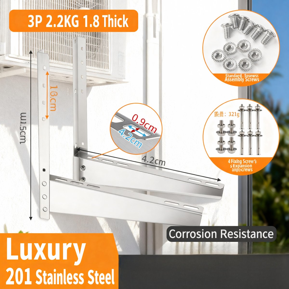 Luxury Bracket for 3HP (with assembly + expansion screws)