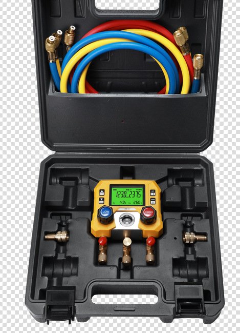 MG-10 EN, Case + Gauge + Hoses + 2 R410 Adapters