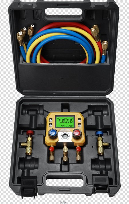 MG-10 EN, Case + Gauge + Hoses + R22/R410 Safety Valves